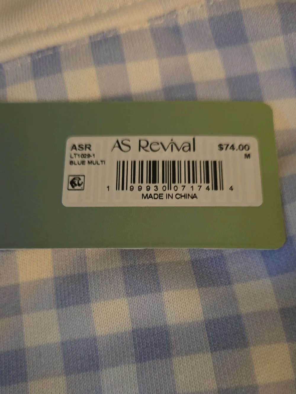 NWT Altar'd State AS Revival Blue & White Gingham Patchwork Sweatshirt $74 Med. - Picture 4 of 6
